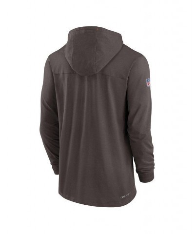 Men's Brown Cleveland Browns Sideline Pop Performance Pullover Long Sleeve Hoodie T-shirt $43.99 T-Shirts