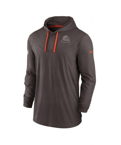 Men's Brown Cleveland Browns Sideline Pop Performance Pullover Long Sleeve Hoodie T-shirt $43.99 T-Shirts