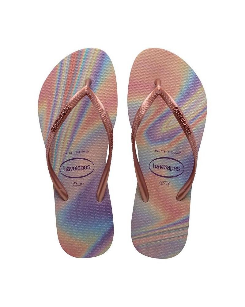 Women's Slim Iridescent Sandals Pink $17.10 Shoes