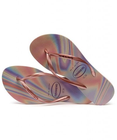 Women's Slim Iridescent Sandals Pink $17.10 Shoes