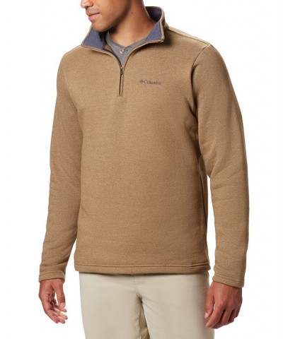 Men's Great Hart Mountain III Half Zip Sweatshirt Tan/Beige $45.05 Sweatshirt