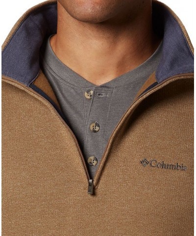 Men's Great Hart Mountain III Half Zip Sweatshirt Tan/Beige $45.05 Sweatshirt