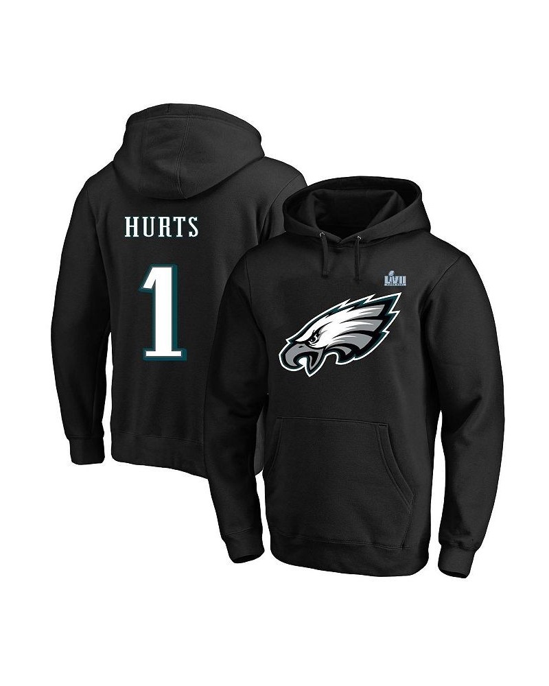 Men's Jalen Hurts Black Philadelphia Eagles Super Bowl LVII Big and Tall Name and Number Pullover Hoodie $53.99 Sweatshirt