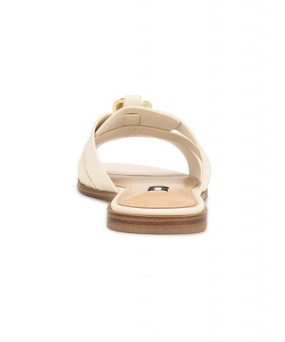 Women's Ganlee Square Toe Slip-on Flat Sandals Ivory/Cream $38.00 Shoes