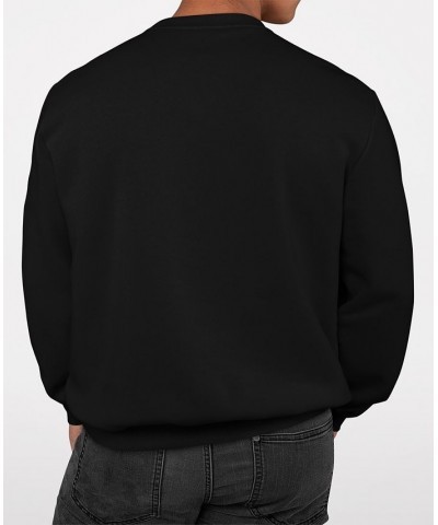 Men's Word Art Crewneck Flower Skull Sweatshirt Black $21.00 Sweatshirt