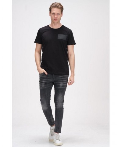 Men's Modern Fitted Panel T-shirt Black $39.00 T-Shirts