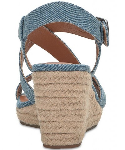 Women's Mytila Strappy Espadrille Wedge Sandals Blue $44.50 Shoes