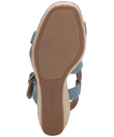 Women's Mytila Strappy Espadrille Wedge Sandals Blue $44.50 Shoes