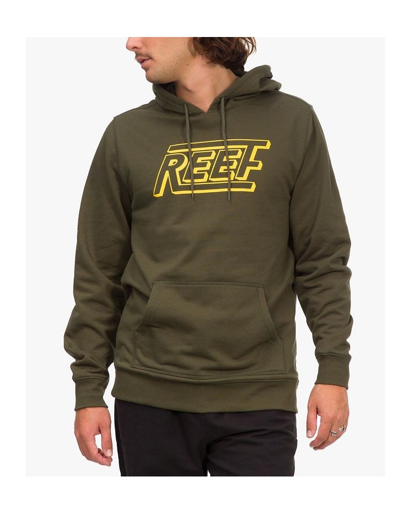 Men's Traction Fleece Pullover Sweatshirt Hoodie with a Front Pocket and Center Reef Logo Green $15.65 Sweatshirt