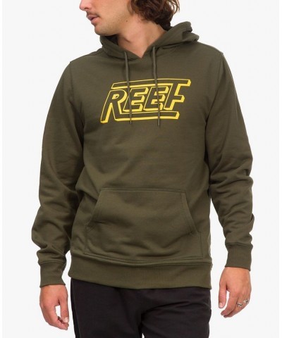 Men's Traction Fleece Pullover Sweatshirt Hoodie with a Front Pocket and Center Reef Logo Green $15.65 Sweatshirt