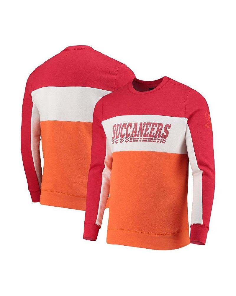 Men's Red and Orange Tampa Bay Buccaneers Color Block Pullover Sweatshirt $37.50 Sweatshirt