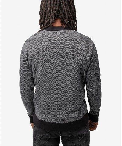 Men's Herringbone Cardigan Sweater Off White-Black $26.40 Sweaters