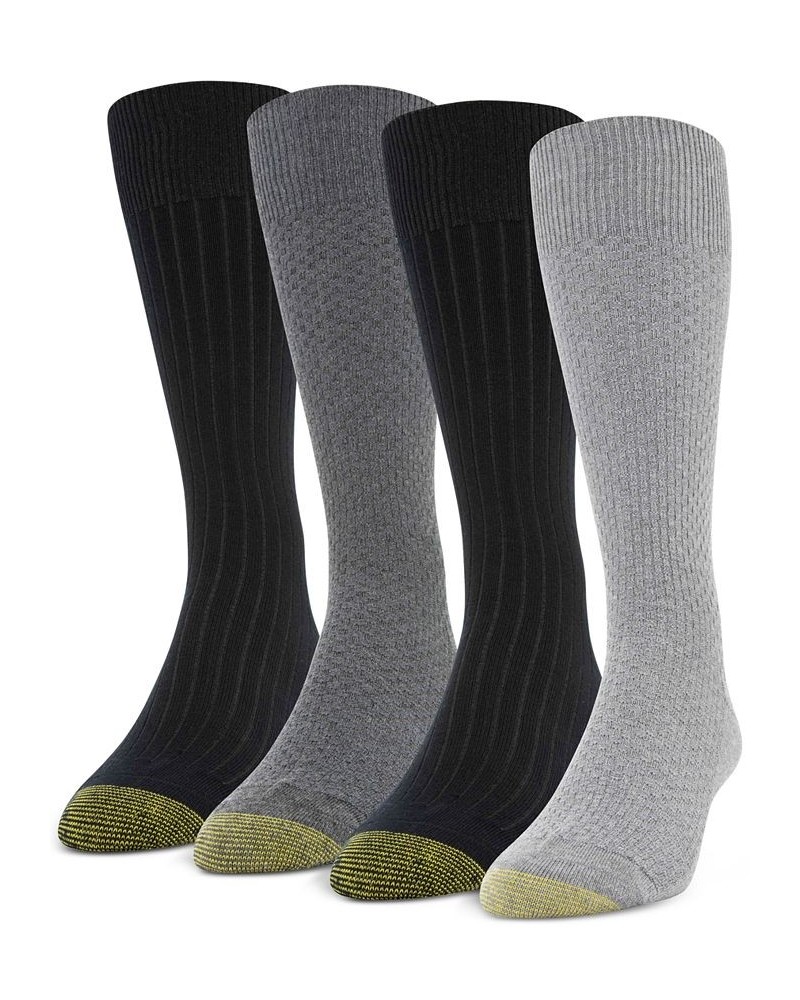 Men's 4- Pack Dress Weave and Rib Crew Socks Denim, Grey, Khaki, Blue Night $12.16 Socks