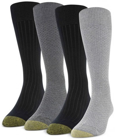 Men's 4- Pack Dress Weave and Rib Crew Socks Denim, Grey, Khaki, Blue Night $12.16 Socks