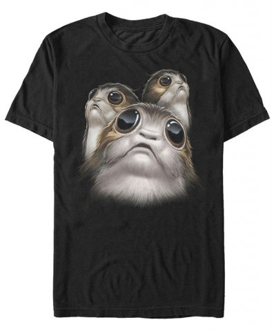 Star Wars Men's Porgs Big Eyes Short Sleeve T-Shirt Black $14.70 T-Shirts