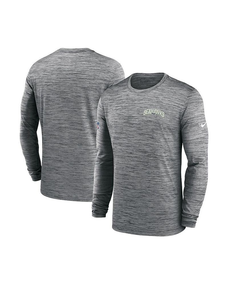 Men's Gray Seattle Seahawks Velocity Athletic Stack Performance Long Sleeve T-shirt $20.64 T-Shirts