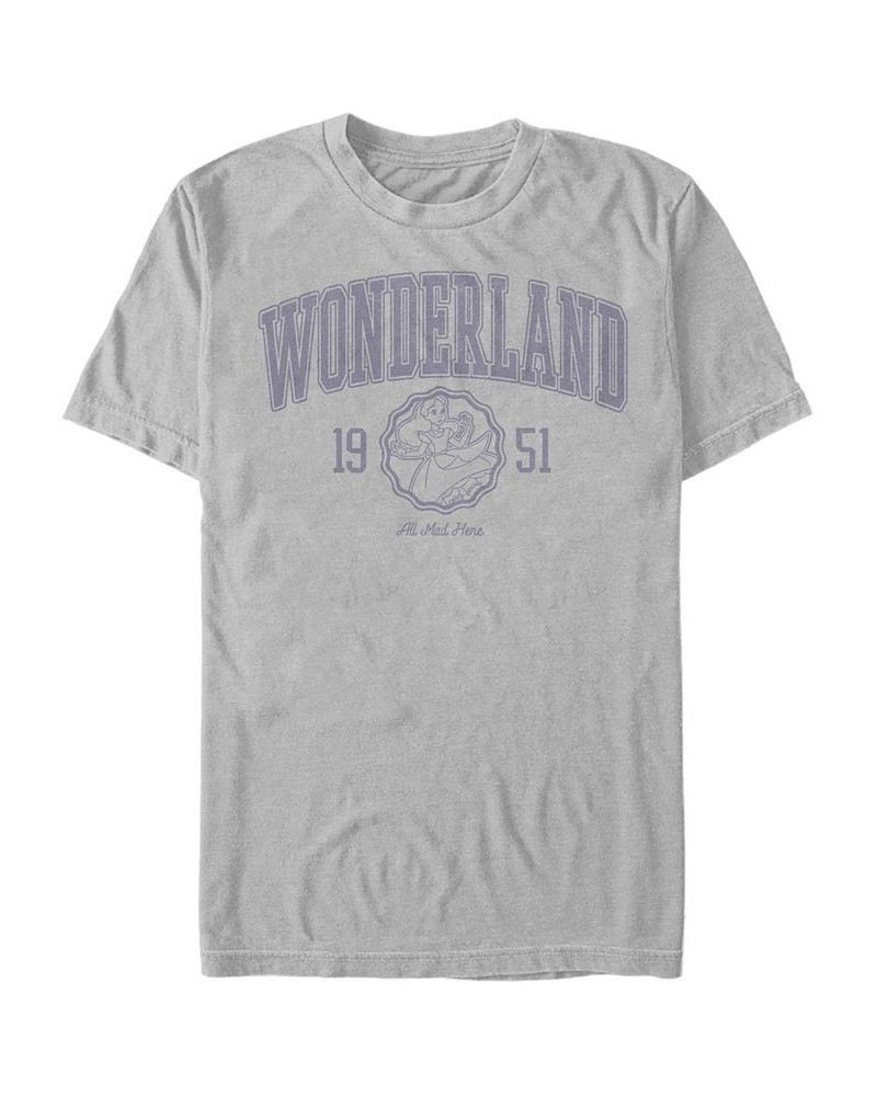 Men's Alice in Wonderland College Short Sleeve T-shirt Gray $19.24 T-Shirts