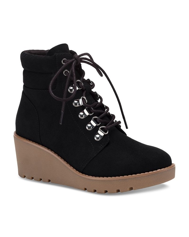 Carmenn Wedge Booties Black $22.76 Shoes