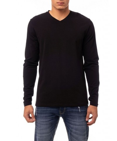 Men's Soft Stretch V-Neck Long Sleeve T-shirt PD01 $21.56 T-Shirts