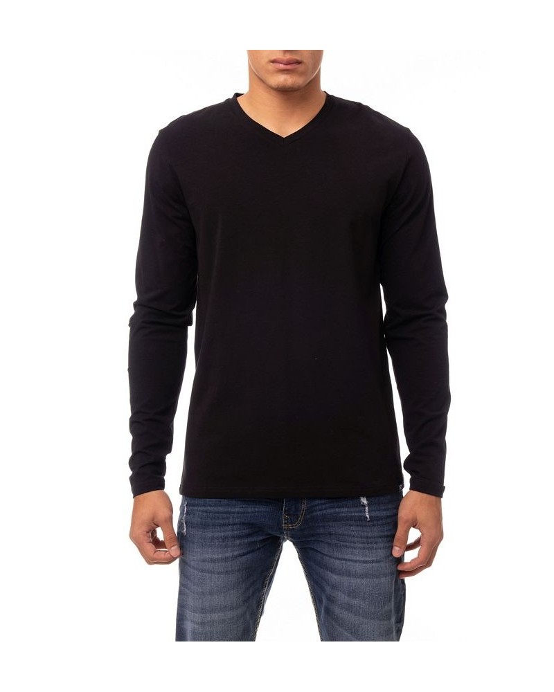 Men's Soft Stretch V-Neck Long Sleeve T-shirt PD01 $21.56 T-Shirts