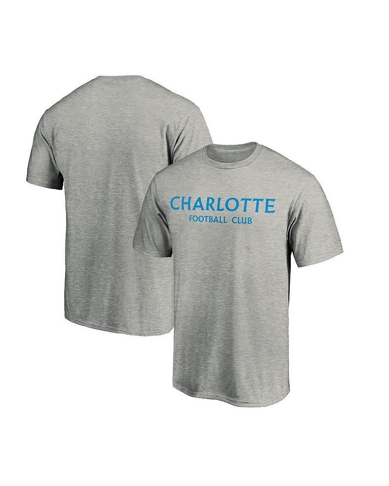 Men's Branded Heather Gray Charlotte FC Wordmark T-shirt $17.10 T-Shirts