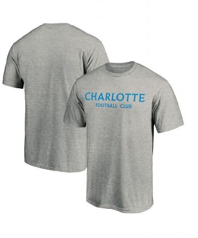 Men's Branded Heather Gray Charlotte FC Wordmark T-shirt $17.10 T-Shirts