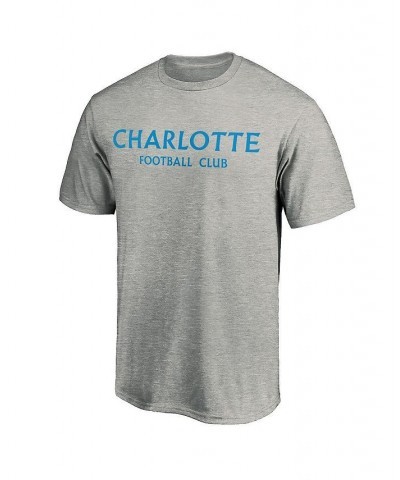 Men's Branded Heather Gray Charlotte FC Wordmark T-shirt $17.10 T-Shirts