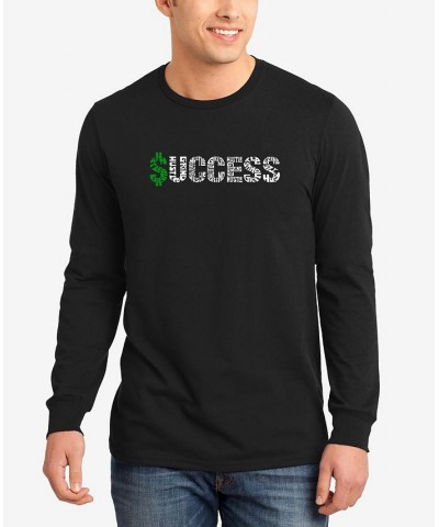 Men's Success Word Art Long Sleeves T-shirt Black $22.79 T-Shirts