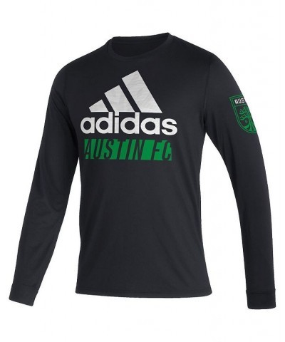 Men's Black Austin FC Vintage-Inspired AEROREADY Long Sleeve T-shirt $22.00 T-Shirts