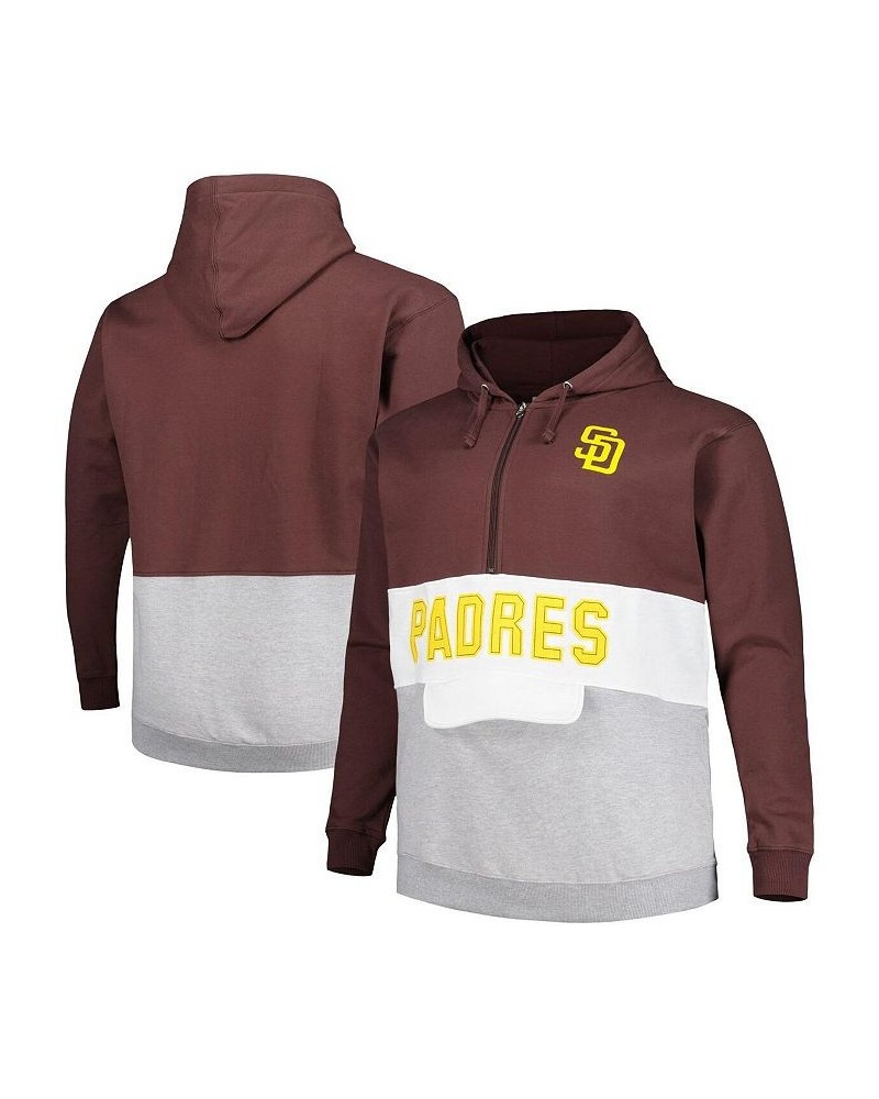 Men's Brown, White San Diego Padres Big and Tall Fleece Half-Zip Hoodie $42.39 Sweatshirt