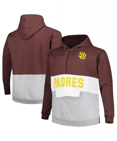 Men's Brown, White San Diego Padres Big and Tall Fleece Half-Zip Hoodie $42.39 Sweatshirt