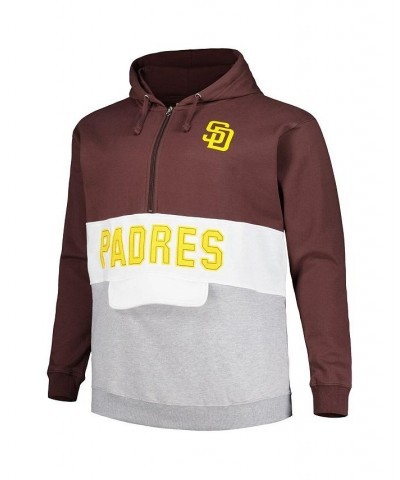 Men's Brown, White San Diego Padres Big and Tall Fleece Half-Zip Hoodie $42.39 Sweatshirt