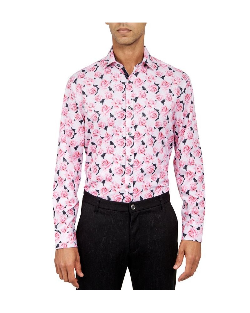 Men's Regular-Fit Floral Performance Dress Shirt Pink $29.85 Dress Shirts