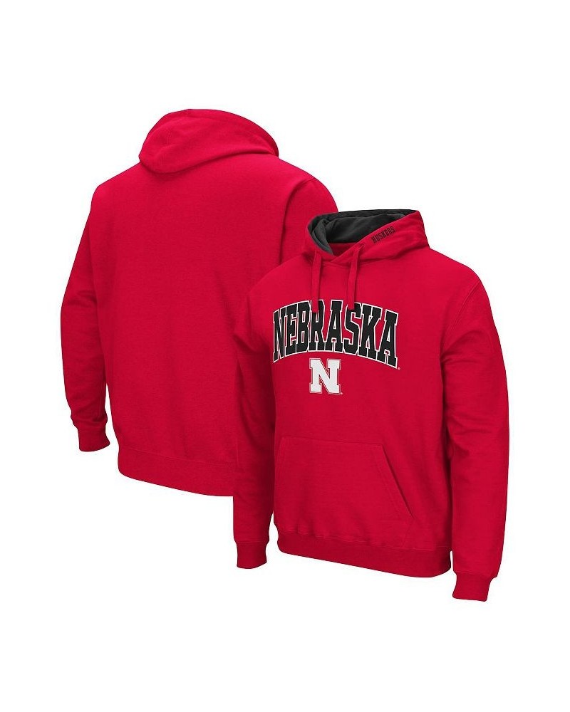 Men's Scarlet Nebraska Huskers Arch and Logo 3.0 Pullover Hoodie $34.79 Sweatshirt