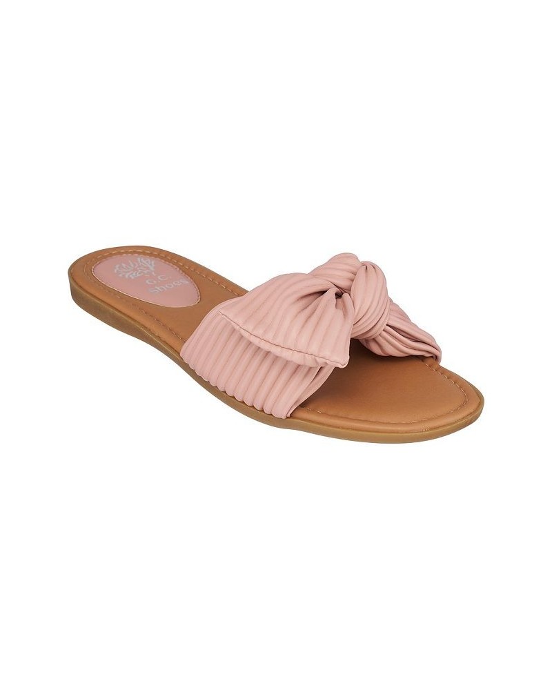 Women's Danni Flat Slide Sandals Pink $24.00 Shoes