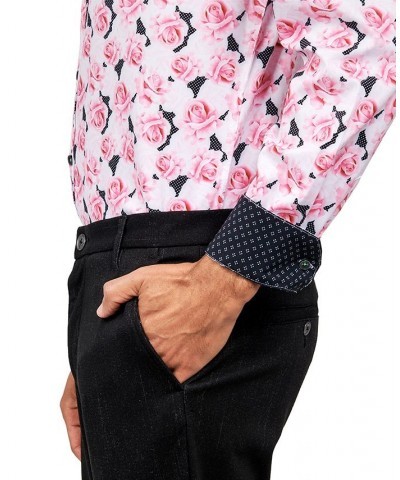 Men's Regular-Fit Floral Performance Dress Shirt Pink $29.85 Dress Shirts