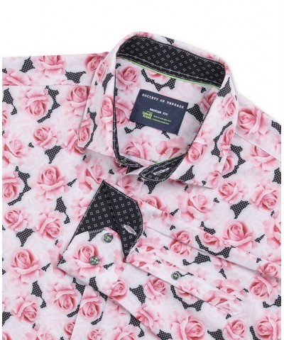 Men's Regular-Fit Floral Performance Dress Shirt Pink $29.85 Dress Shirts