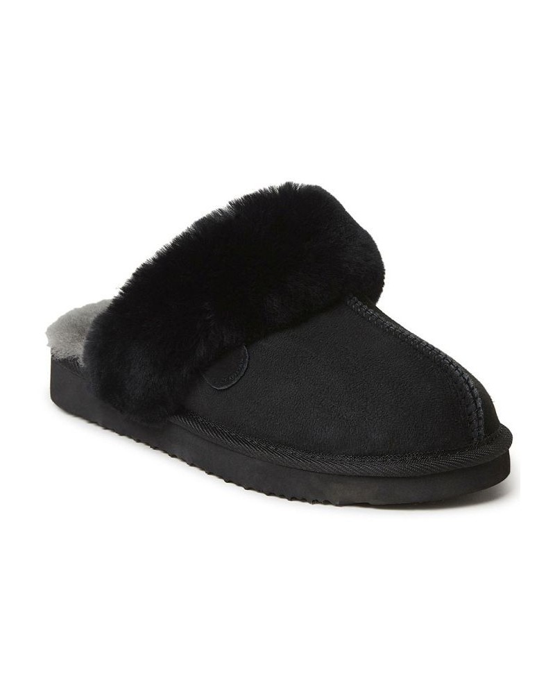 Women's Sydney Shearling Scuff Slippers Black $40.80 Shoes