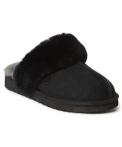 Women's Sydney Shearling Scuff Slippers Black $40.80 Shoes