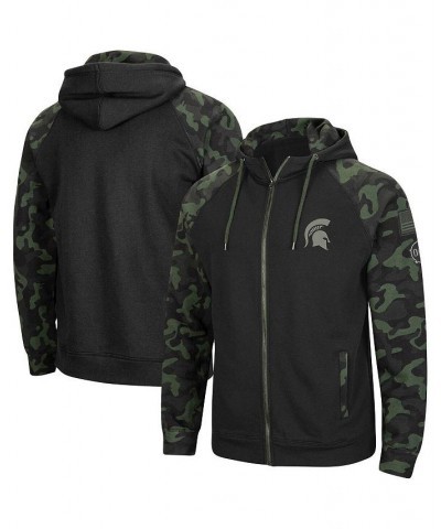 Men's Black Michigan State Spartans OHT Military-Inspired Appreciation Camo Raglan Full-Zip Hoodie $33.00 Sweatshirt