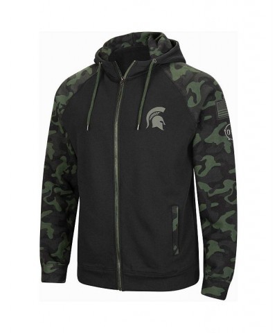 Men's Black Michigan State Spartans OHT Military-Inspired Appreciation Camo Raglan Full-Zip Hoodie $33.00 Sweatshirt