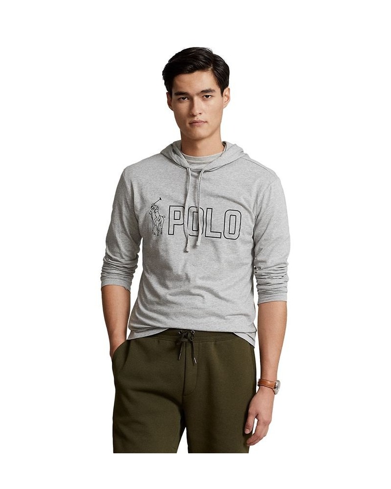 Men's Pony Jersey Hooded T-Shirt Gray $47.44 T-Shirts