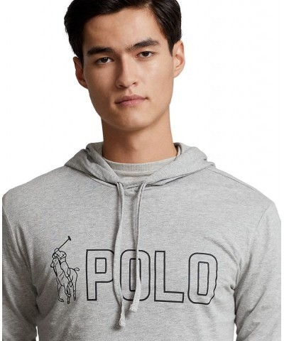 Men's Pony Jersey Hooded T-Shirt Gray $47.44 T-Shirts