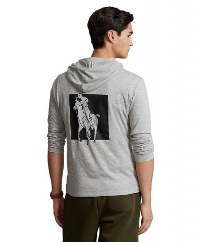 Men's Pony Jersey Hooded T-Shirt Gray $47.44 T-Shirts