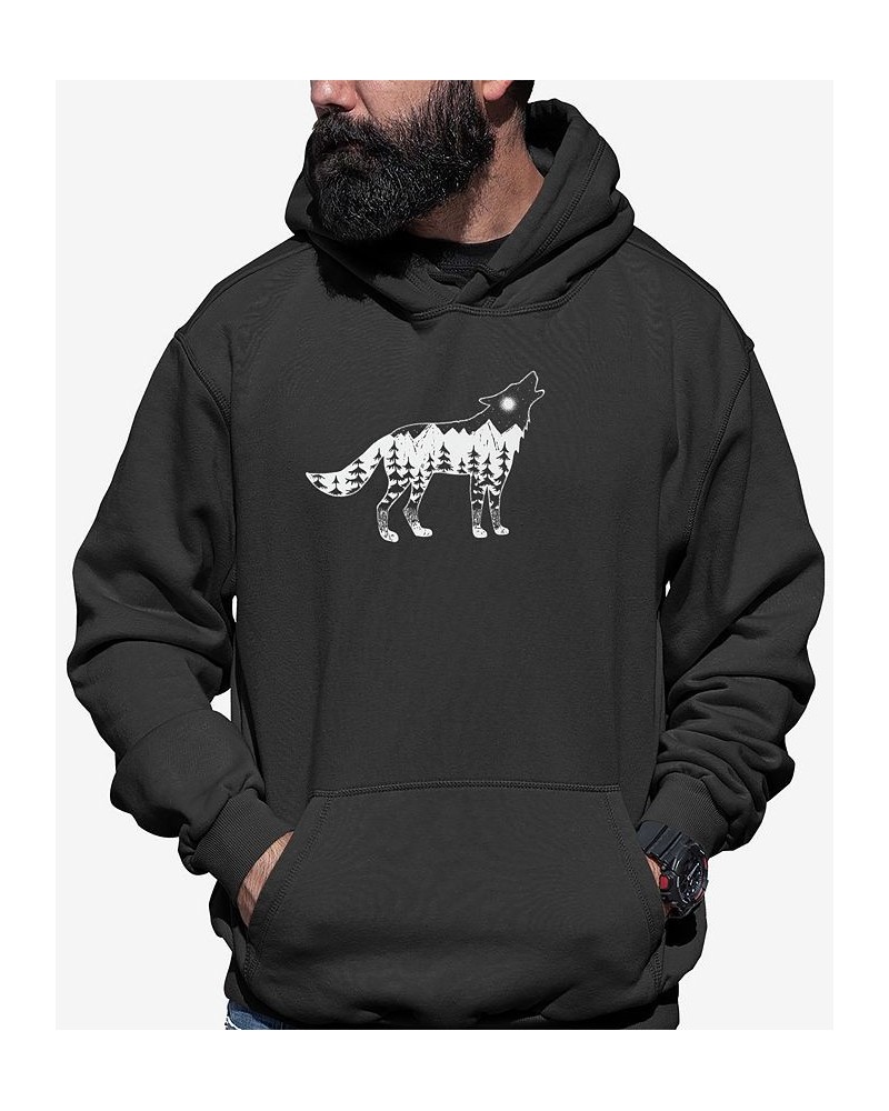 Men's Howling Wolf Word Art Hooded Sweatshirt Gray $35.99 Sweatshirt