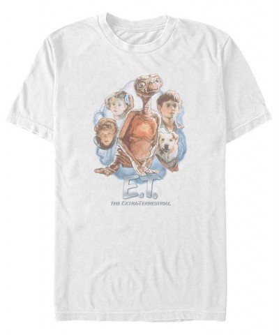 E.T. the Extra-Terrestrial Men's Main Cast Vintage-Like Portrait Movie Logo Short Sleeve T-Shirt White $14.70 T-Shirts