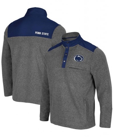 Men's Heather Charcoal, Navy Penn State Nittany Lions Huff Snap Pullover $34.21 Sweatshirt