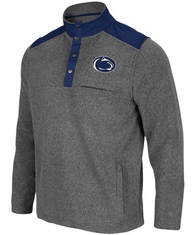 Men's Heather Charcoal, Navy Penn State Nittany Lions Huff Snap Pullover $34.21 Sweatshirt