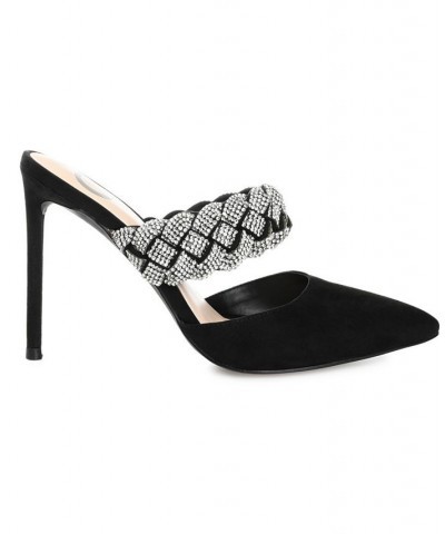 Women's Hazzl Braided Rhinestone Stilettos Black $44.20 Shoes