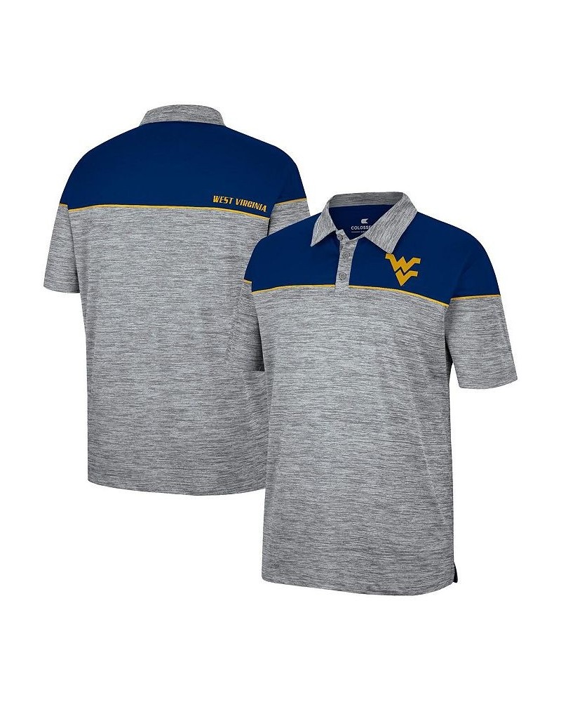 Men's Heathered Gray, Navy West Virginia Mountaineers Birdie Polo Shirt $31.89 Polo Shirts